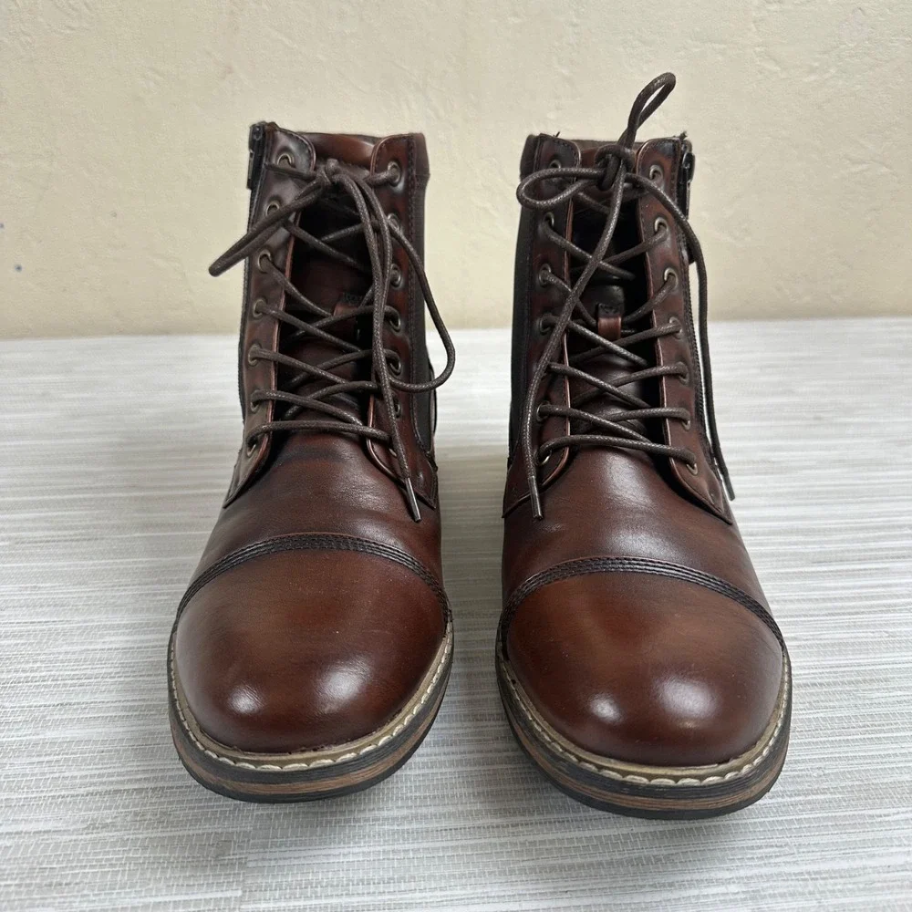 Mens Steampunk Dieselpunk Cosplay Costume Boots Size 10.5 Brown Zip Lace Buckles